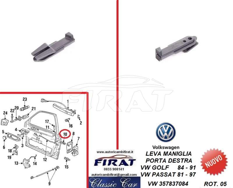 LEVA MANIGLIA PORTA VW PASSAT - GOLF DX (357837084)